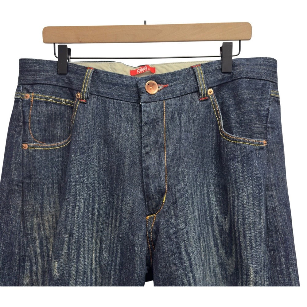 Ciano Farmer Style #900 Men's Sz 36 Loose Dark Wash Selvedge Denim Bootcut Jeans - Picture 2 of 7